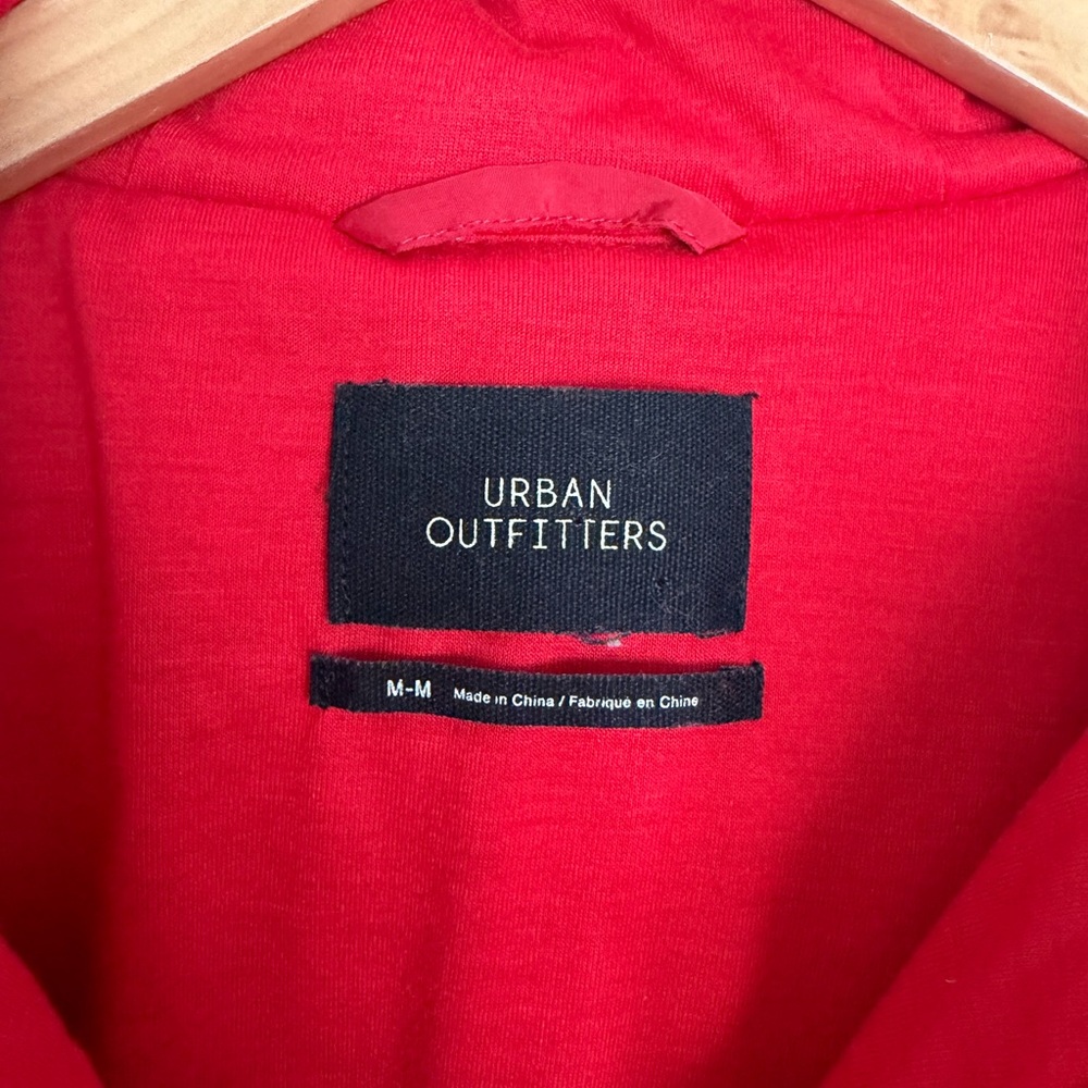 Urban Outfitters Red Teddy Sherpa Quarter Zip Jacket Hoodie Medium - Picture 3 of 4
